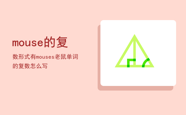 mouse的复数形式有mouses，老鼠单词的复数怎么写