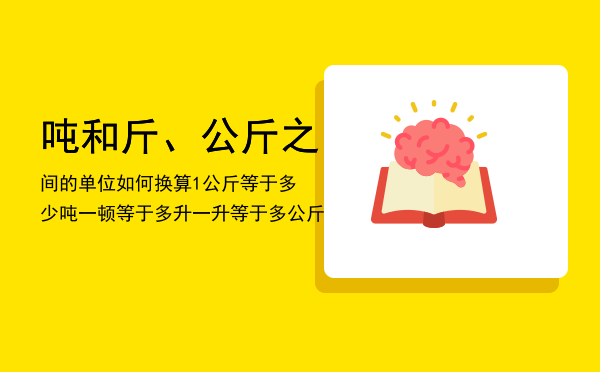 吨和斤、公斤之间的单位如何换算，1公斤等于多少吨一顿等于多升一升等于多公斤